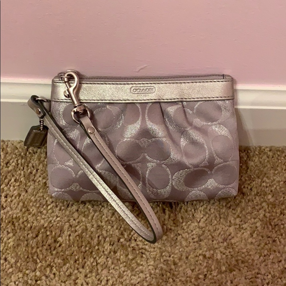 Silver Coach Wristlet